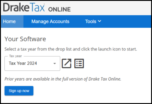 Drake Tax Online dashboard